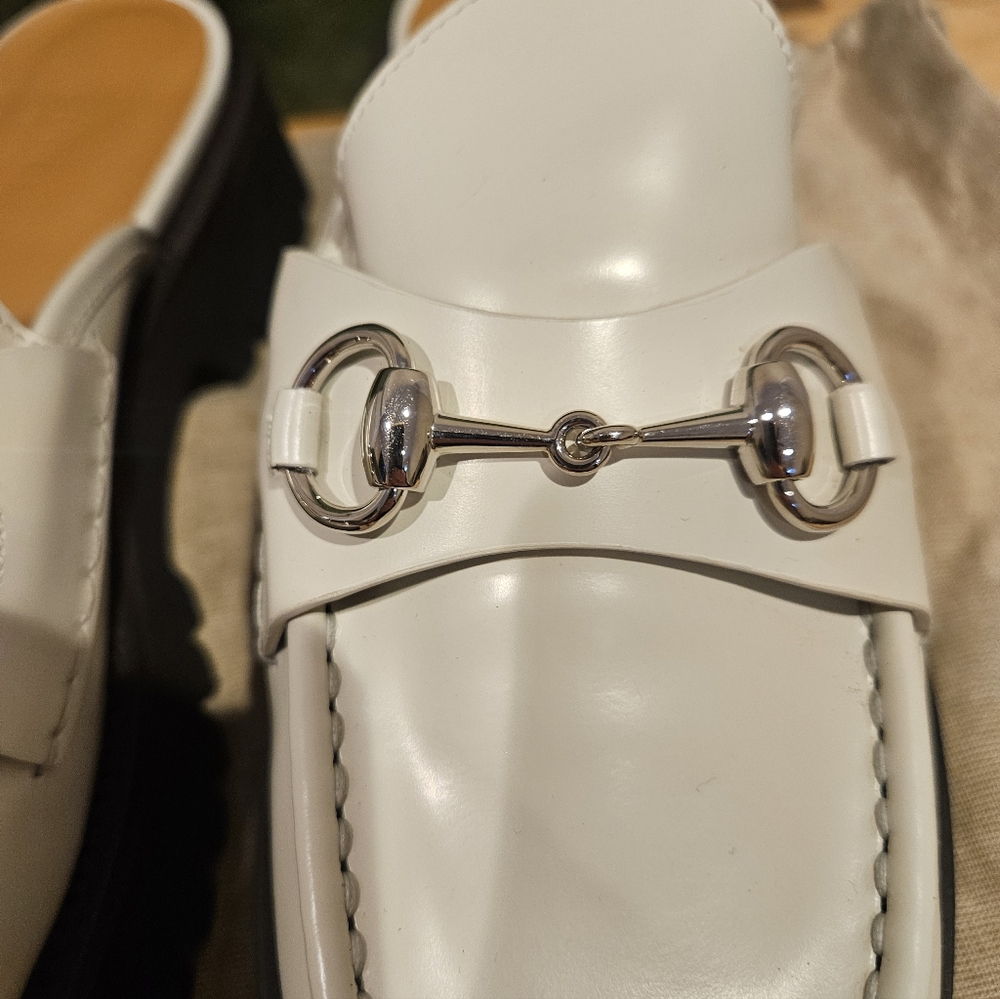Gucci Horsebit Platform Mules Mystic White - Picture 4 of 10